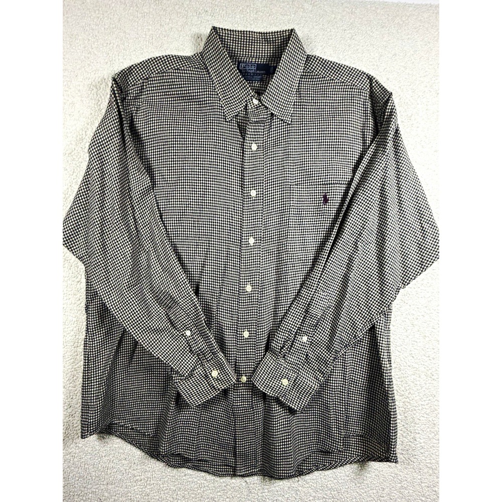 Polo Ralph Lauren Mens XL Lowell Sport Black White Check Long Sleeve Shirt